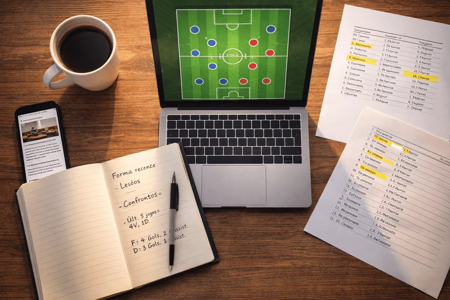 Apostador a fazer análise pré-jogo detalhada